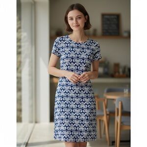 Hatley Navy & White Short Sleeve Midi Dress XS great condition